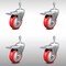 Service Caster 4 Inch SS Red Polyurethane 3/8 Inch Threaded Stem Caster Set Total Lock Brake SCC-SSTSTTL20S414-PPUB-RED-381615-4 - alternate 1